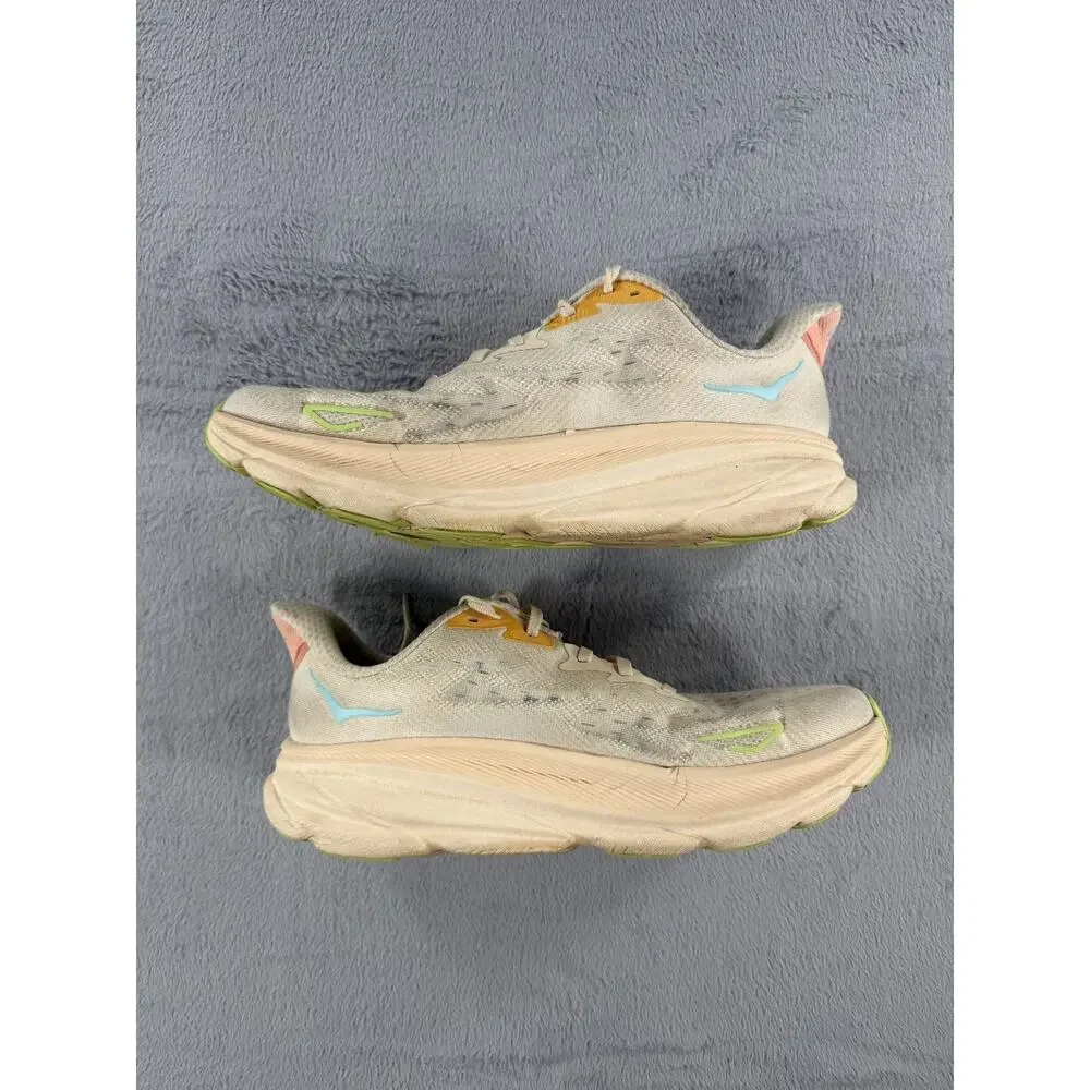 Hoka Clifton 9 Womens Size 9.5B Running Shoes Cream Orange Athletic